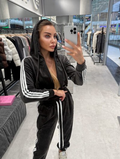 Velor costume with stripes